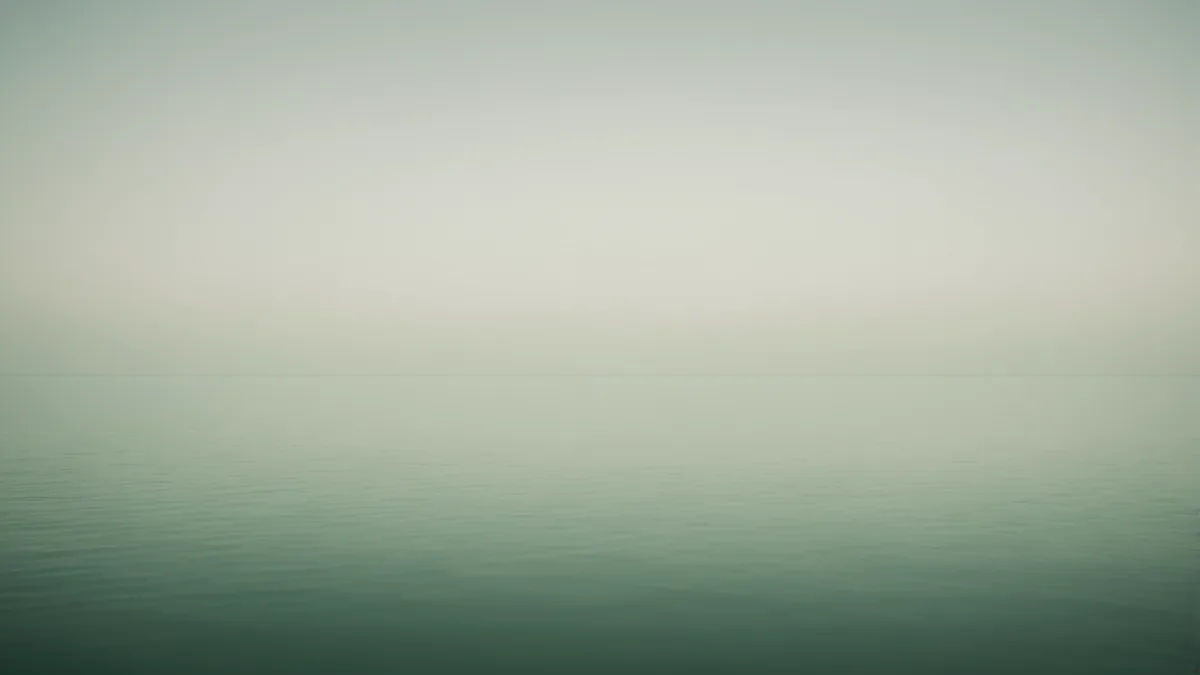 Abstract nautical composition with clean horizon and directional movement in pine green and cream